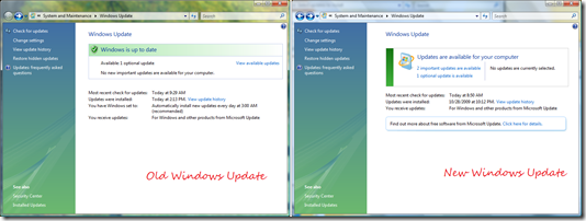 Vista Windows Update - Old and New
