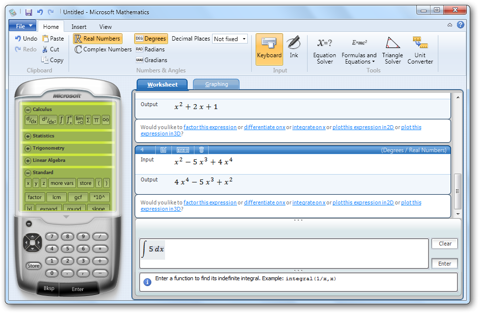 Microsoft math calculator