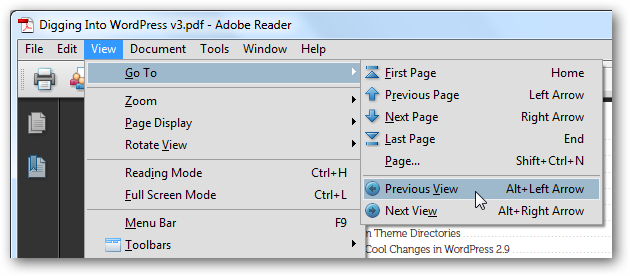 open adobe reader last page viewed