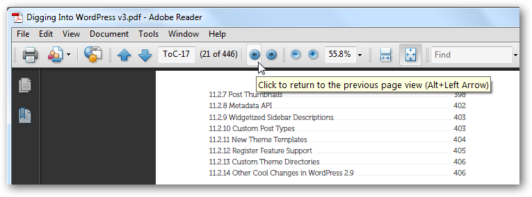 how to get adobe reader to move pages with one arrow press